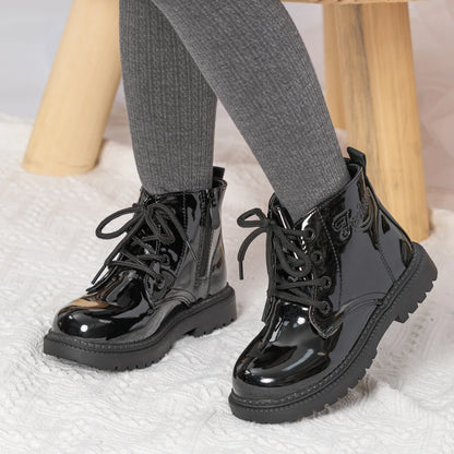 Waterproof PU Leather Children's Lace-up Boots