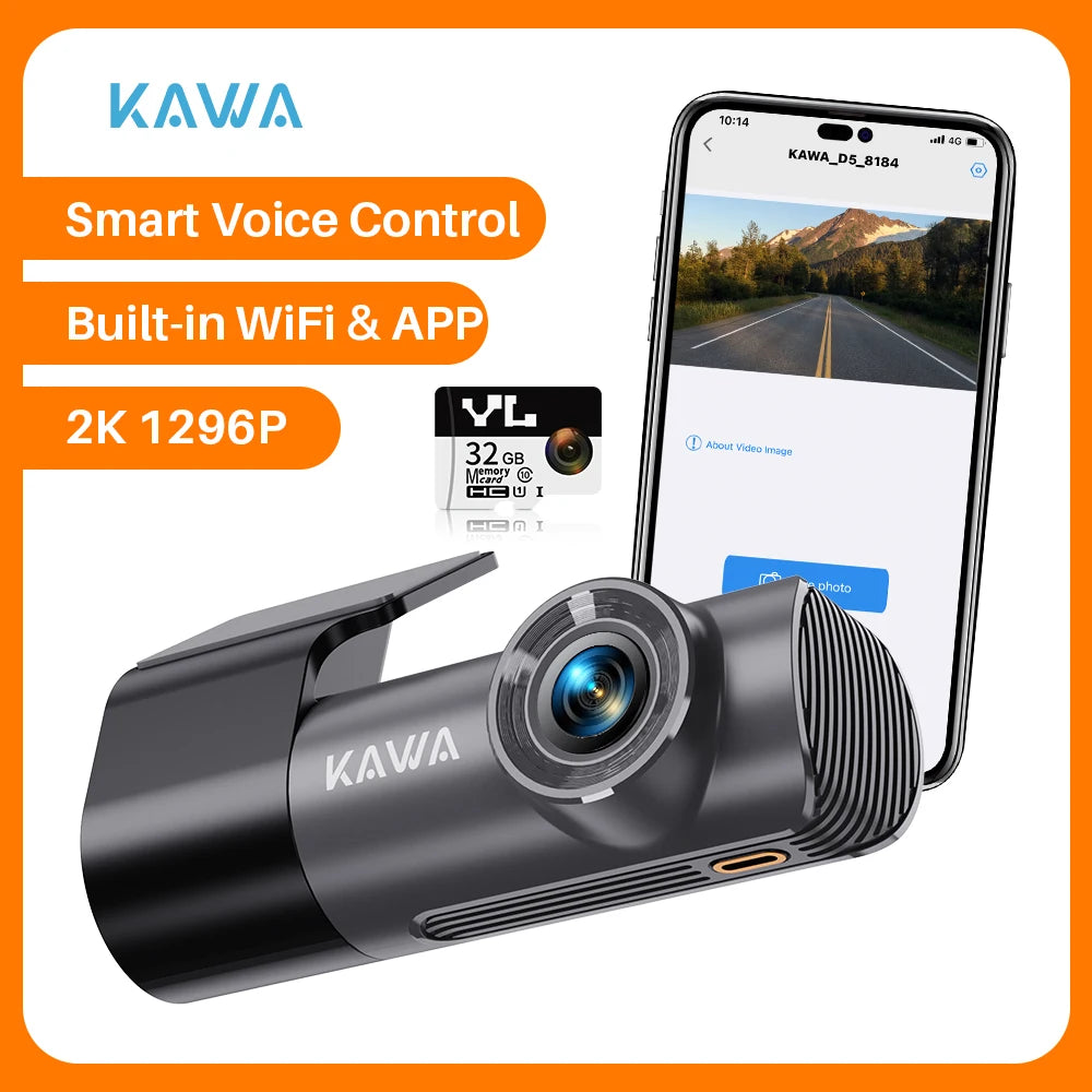 KAWA D5 2K Dash Camera with WiFi and Voice Control