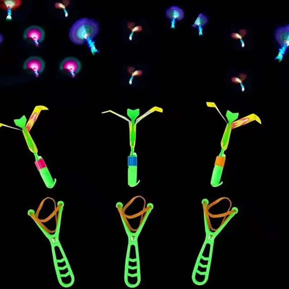 LED Slingshot Flying Copters Light-Up Toys for Kids
