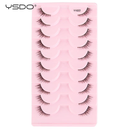 YSDO 5/10 Pairs Natural Soft Black Half Lashes