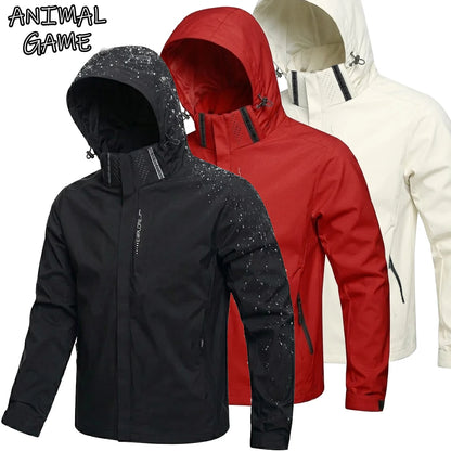 Men's Waterproof Windproof Hoodie Jacket for Outdoor Activities