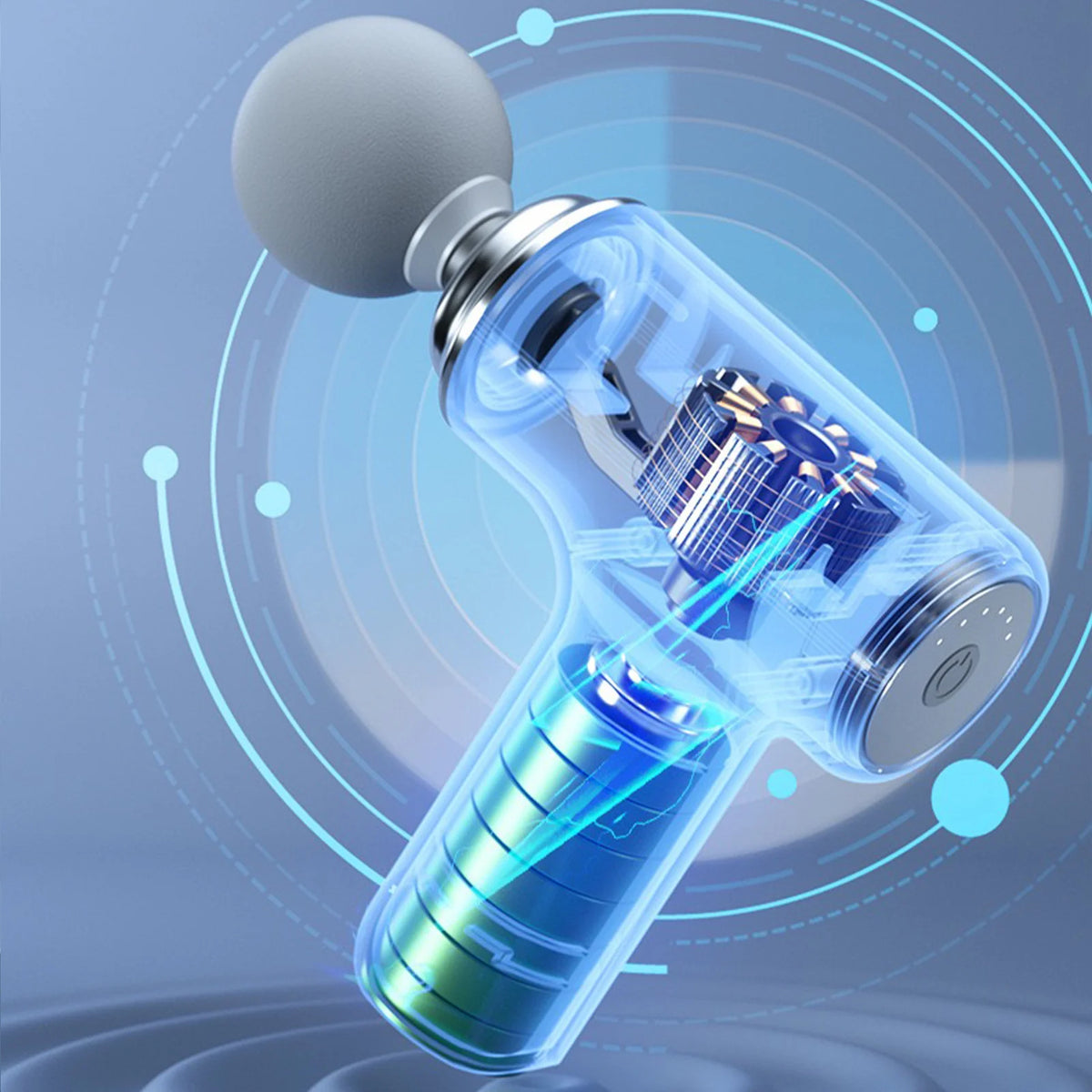 Portable Massage Gun - 4 Heads, 6 Speeds
