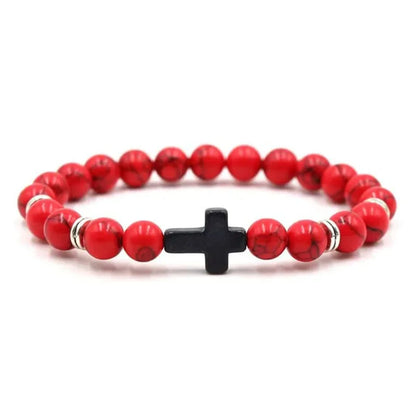 Natural Stone Wood Beads Rosary Bracelet for Meditation
