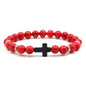 Natural Stone Wood Beads Rosary Bracelet for Meditation