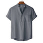 Men's Cotton Linen Short Sleeve T-Shirt Casual Beach Top