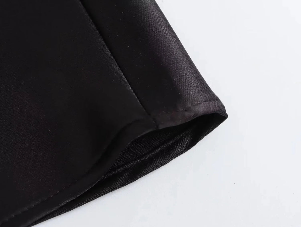 Vintage Satin Solid Long Skirt Women High Waist