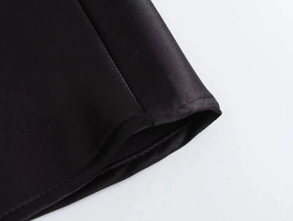 Vintage Satin Solid Long Skirt Women High Waist