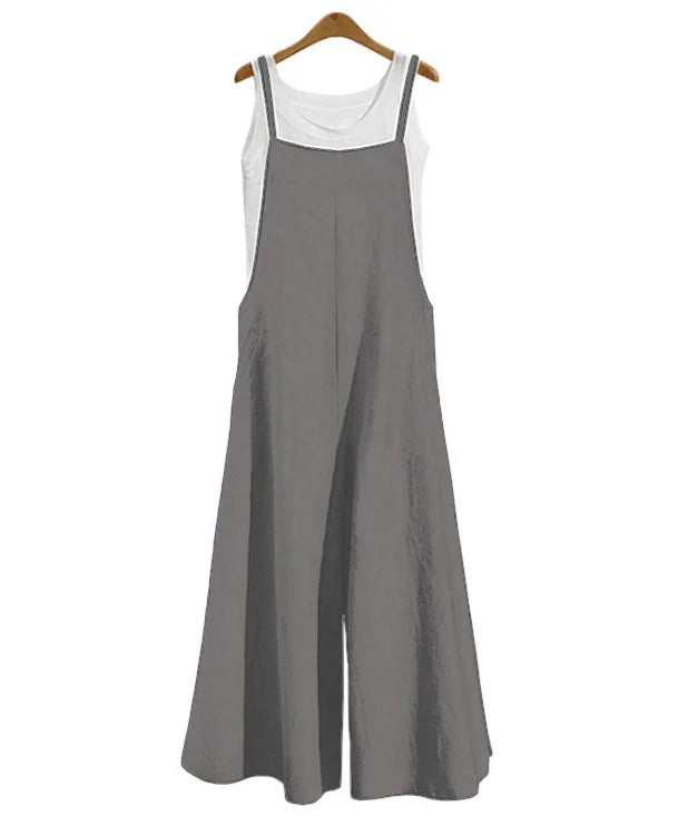 Women’s Cotton Linen Wide Leg Jumpsuit 5XL