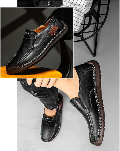 Men's Genuine Leather Slip-On Loafers Casual Shoes