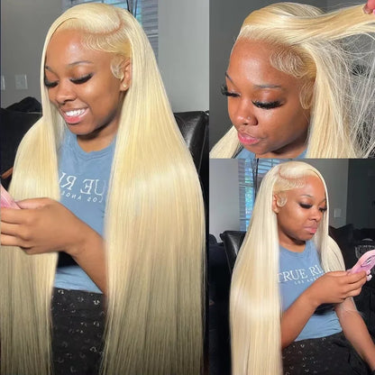 13x6 Lace Frontal Wig 613 Blonde Straight 30 Inch Human Hair
