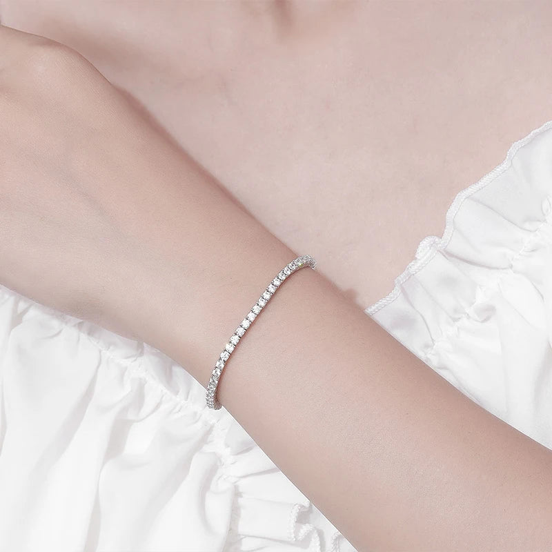 Moissanite Tennis Bracelet 925 Sterling Silver White Gold