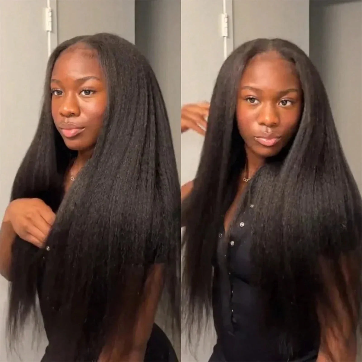 Kinky Straight V Part Wig 220% Density Human Hair