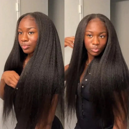 Kinky Straight V Part Wig 220% Density Human Hair