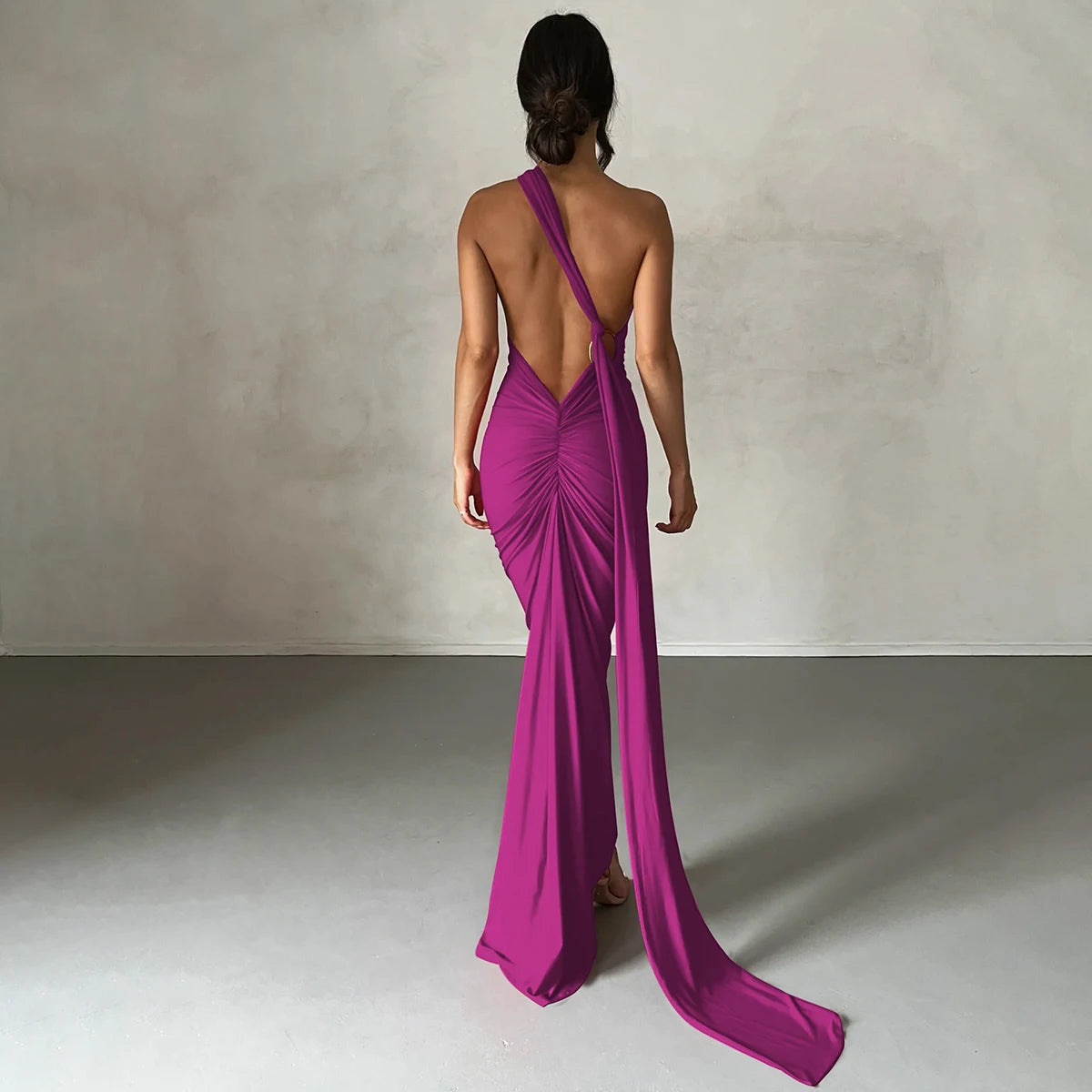 Hugcitar One Shoulder Backless Maxi Dress Women