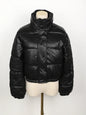 Black PU Leather Women's Winter Parka Jacket
