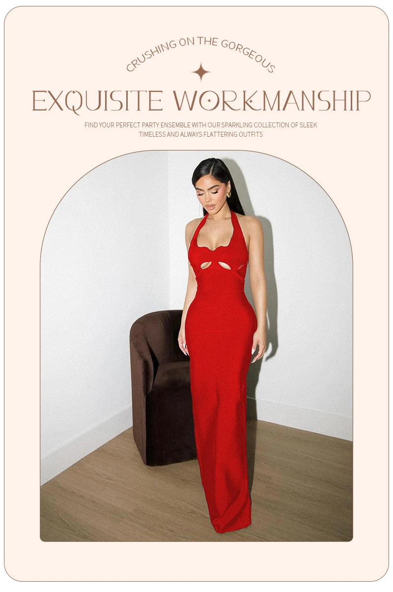 Elegant Black Halter Bodycon Dress for Women