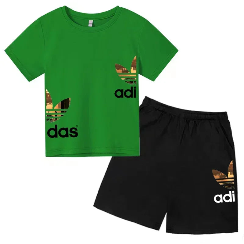 Kids Casual O-neck T-shirt and Pants Set