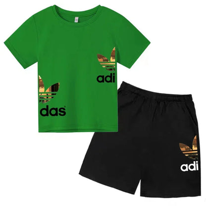 Kids Casual O-neck T-shirt and Pants Set