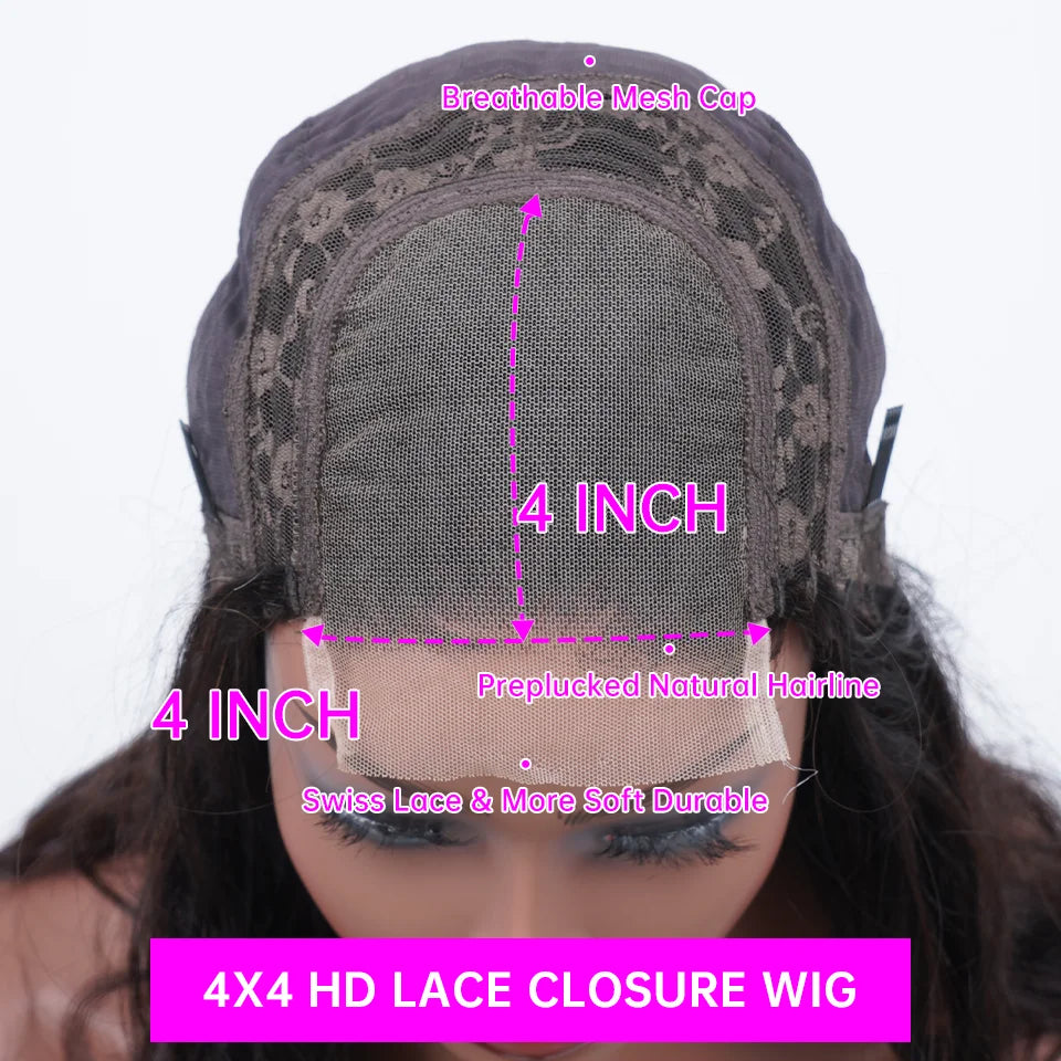 Deep Wave Frontal Wig 30 Inch Chocolate Brown Human Hair