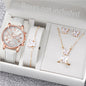 Fashion Women's Quartz Watch Leather Band Jewelry Set