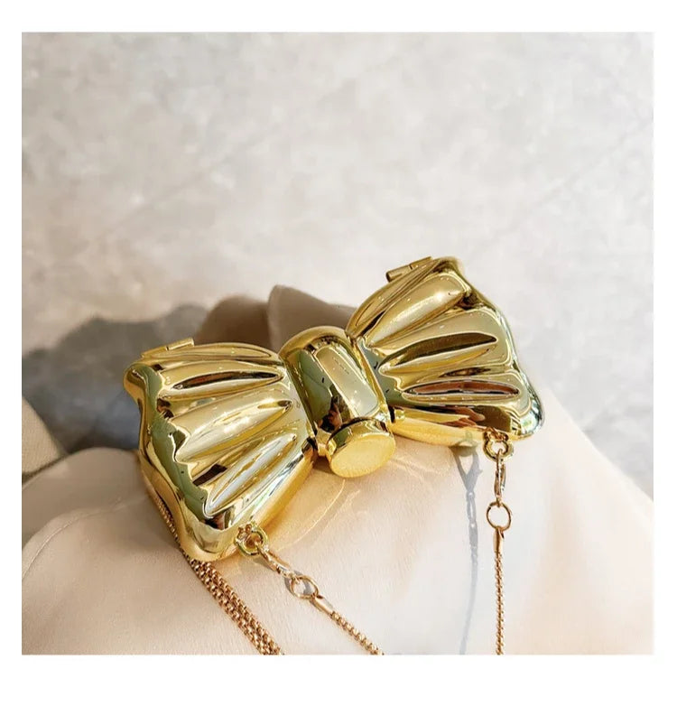 Golden Acrylic Round Clutch Purse for Parties