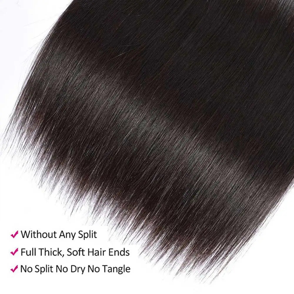 Bone Straight Raw Human Hair Bundles 36 40 Inch Black