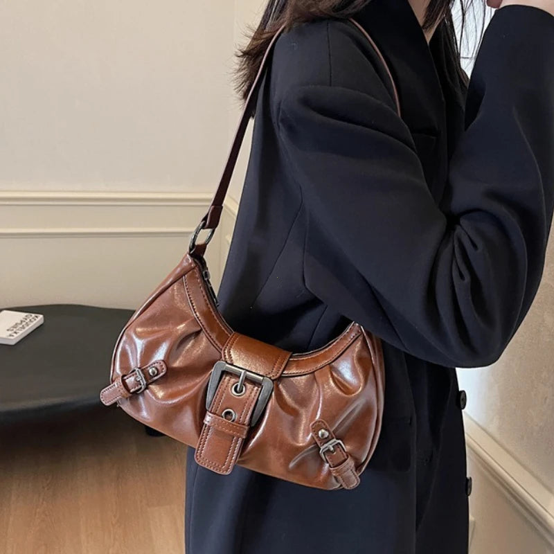 Y2K Retro Pleated Hobo Shoulder Bag for Women