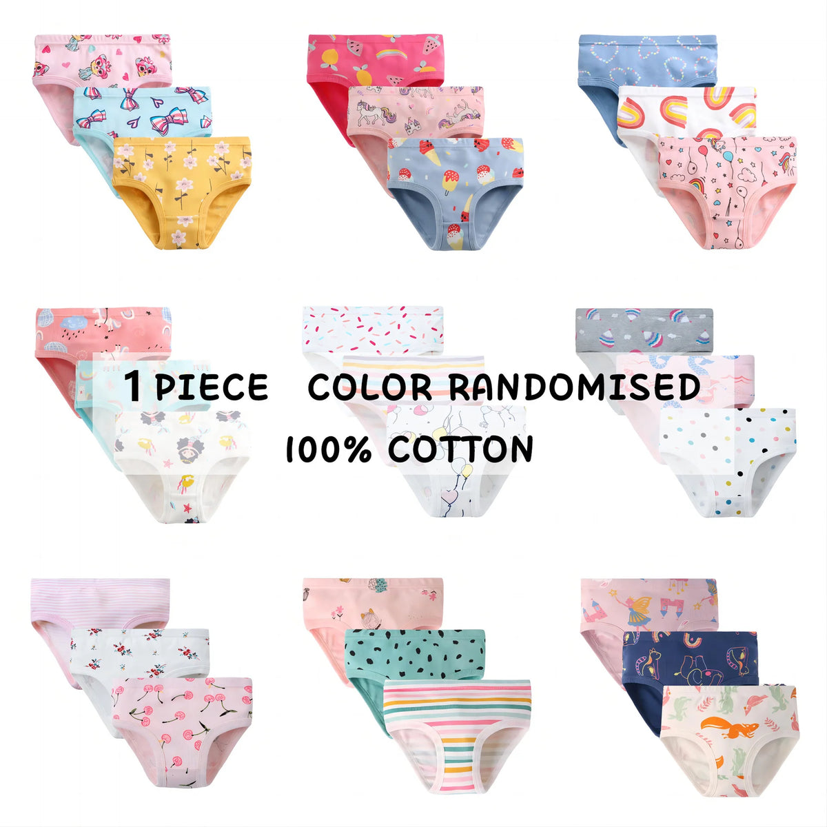 Children's Girls Cotton Unicorn Print Panties