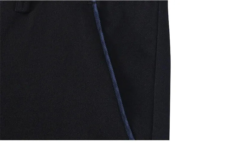 Men's Casual Elastic Straight Pants Black Blue