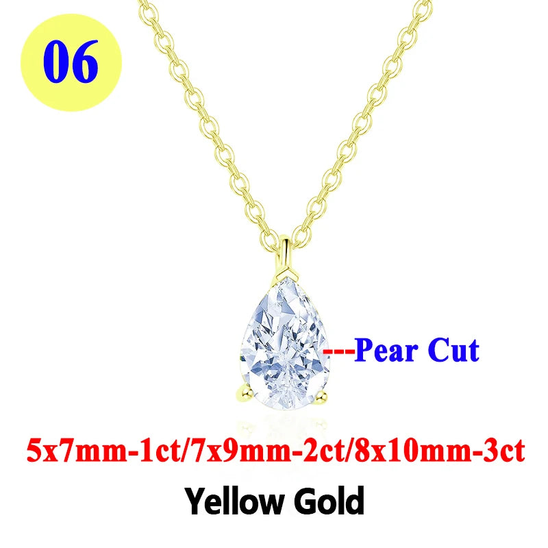 Moissanite Pendant Necklace 18K Gold Plated Women