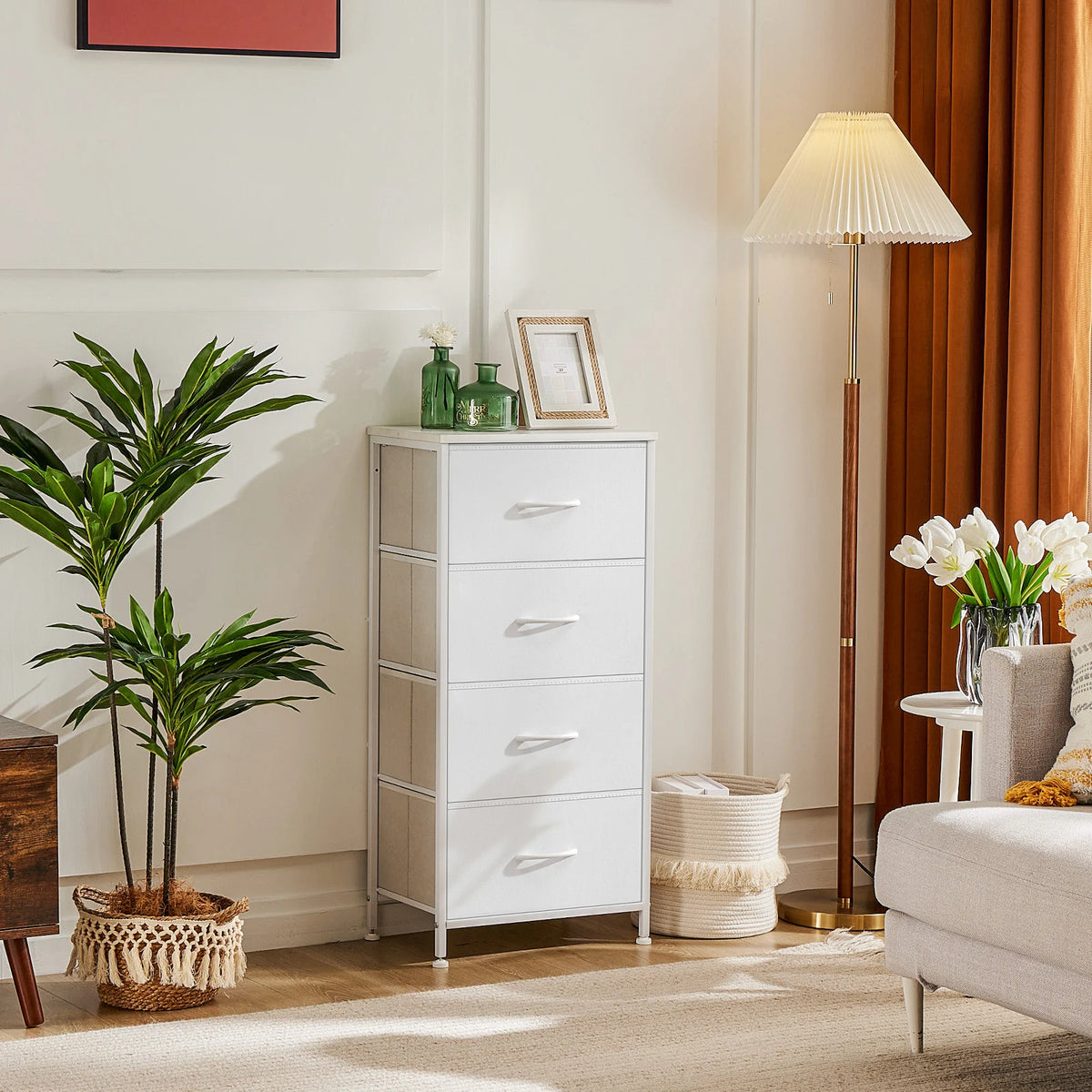 JHK Modern Morocco Dresser with 4 Fabric Drawers