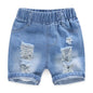 Children's Casual Torn Denim Shorts Blue Sky Blue