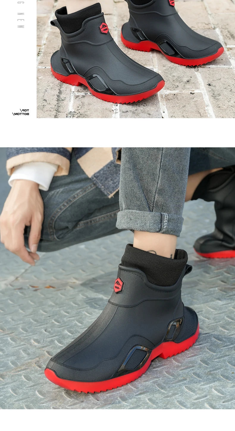 Men's Waterproof Fleece-Lined Rain Boots