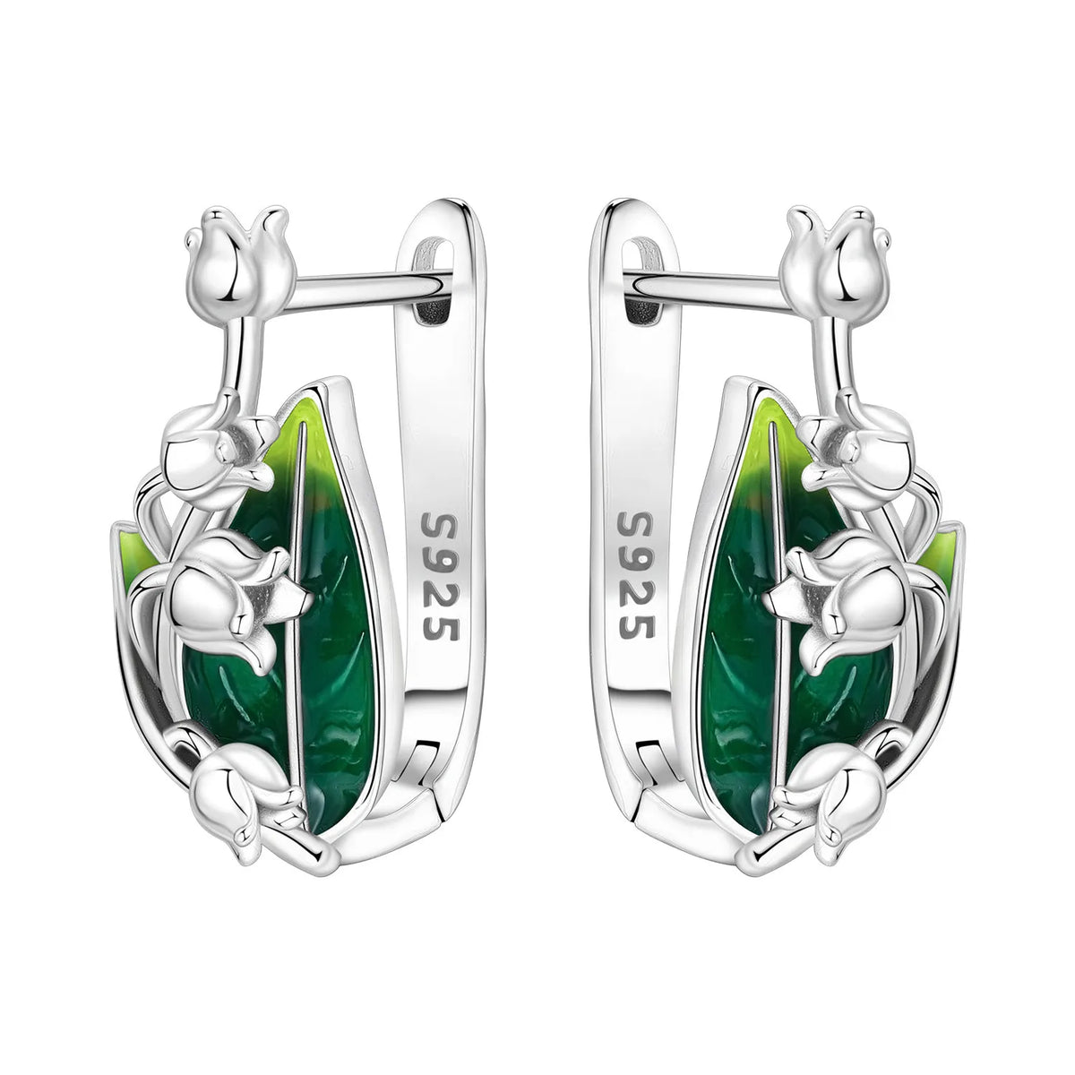 S925 Sterling Silver Iris Flower Hoop Earrings for Women