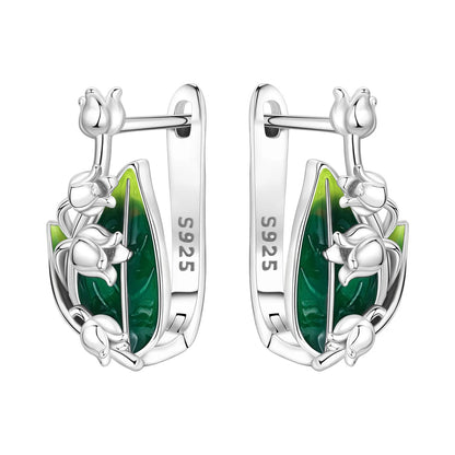 S925 Sterling Silver Iris Flower Hoop Earrings for Women