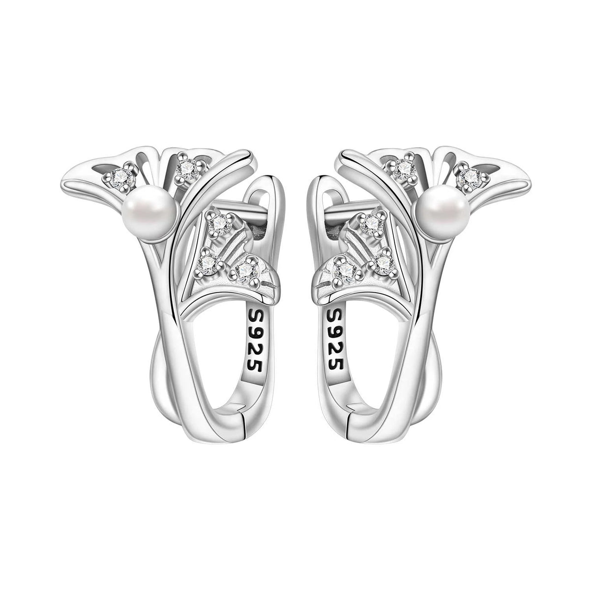 S925 Sterling Silver Iris Flower Hoop Earrings for Women