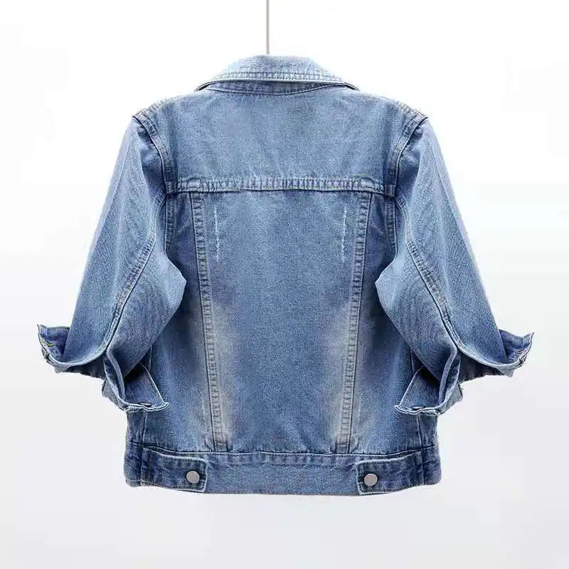 Women Cotton Denim Jacket Casual Spring Autumn Coat