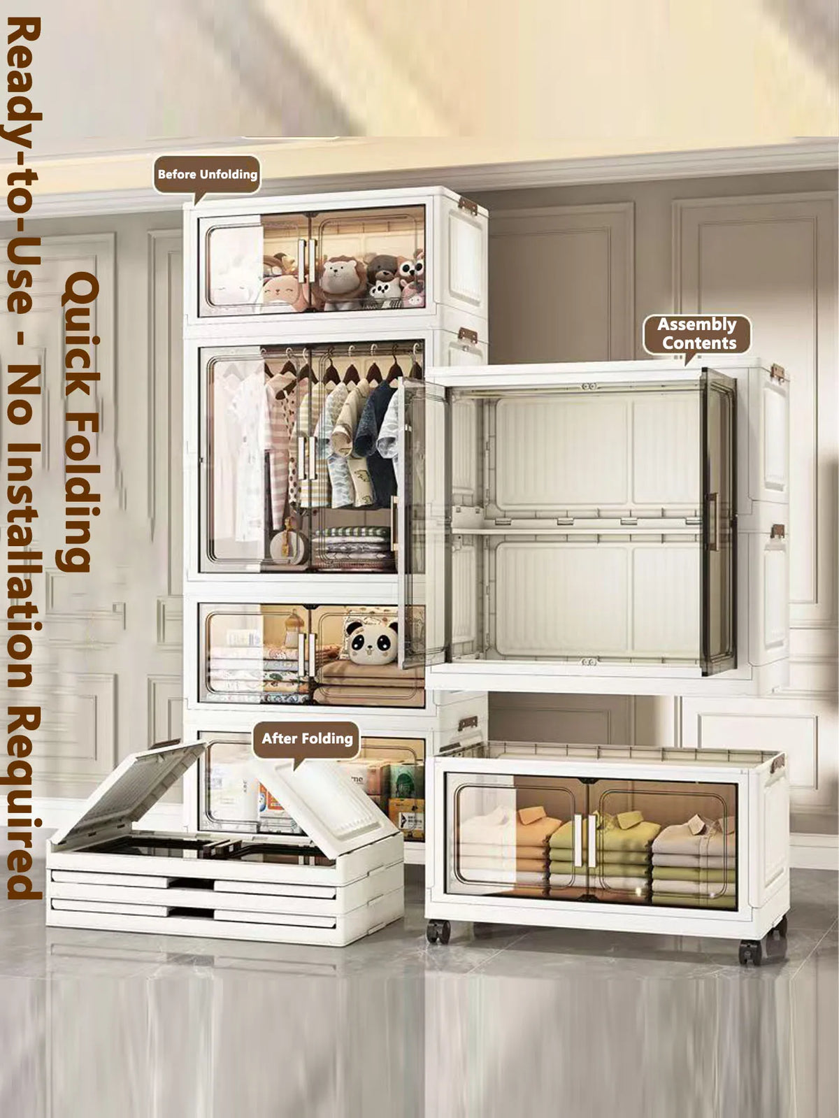 Multi-Layer Plastic Storage Cabinet for Home Use