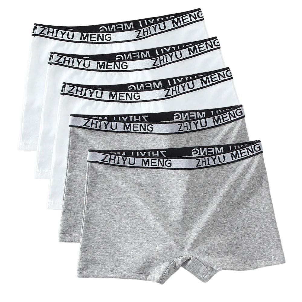 Teenage Girls Cotton Panties Solid Color Mid Waist Briefs