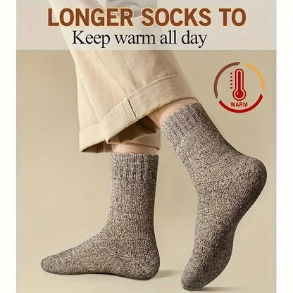 Men's Thick Warm Mid-Calf Socks, 3 Pairs Polyester