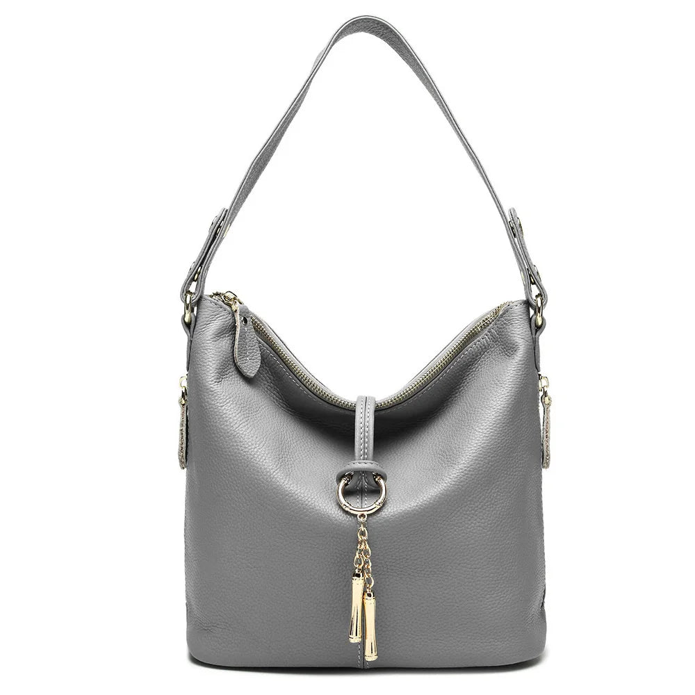 Zency Red Genuine Leather Hobo Shoulder Bag