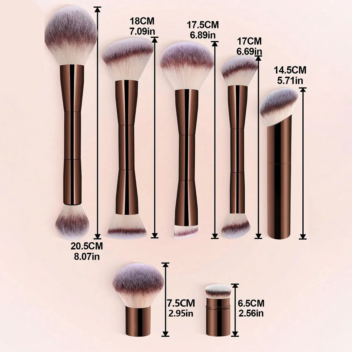 7pcs Makeup Brush Set with Wool Fiber Bristles