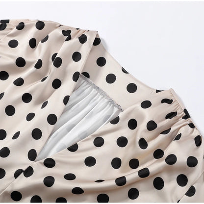Elegant Satin Polka Dot Maxi Dress for Women