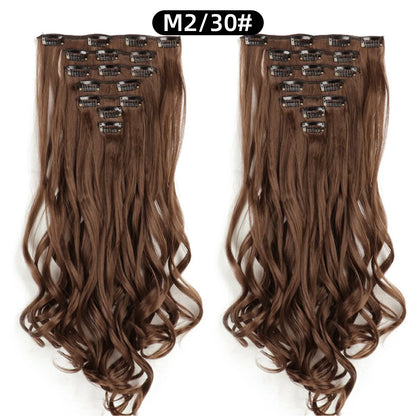 22 Inch Curly Wavy Clip In Hair Extensions Synthetic