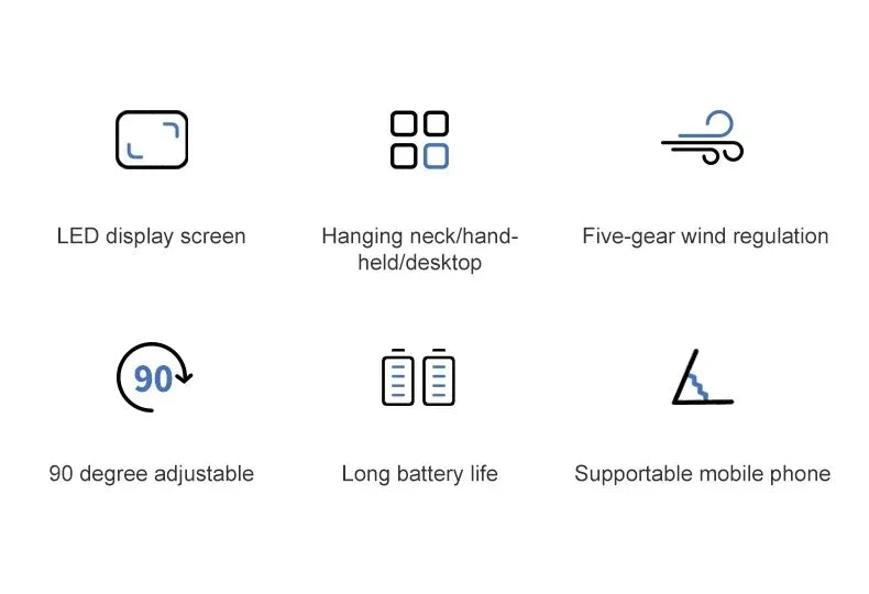 Portable Rechargeable Handheld Fan with LED Display
