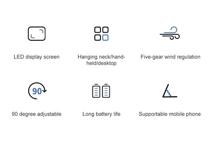 Portable Rechargeable Handheld Fan with LED Display