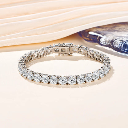 Moissanite Tennis Bracelet Round Cut 925 Silver White Gold