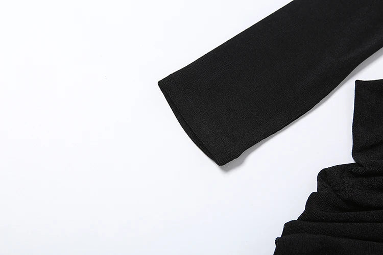 Maxi Dress Women Turtleneck Full Sleeve Backless