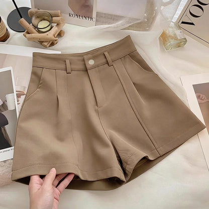 Vintage Solid High Waist A-Line Shorts for Women
