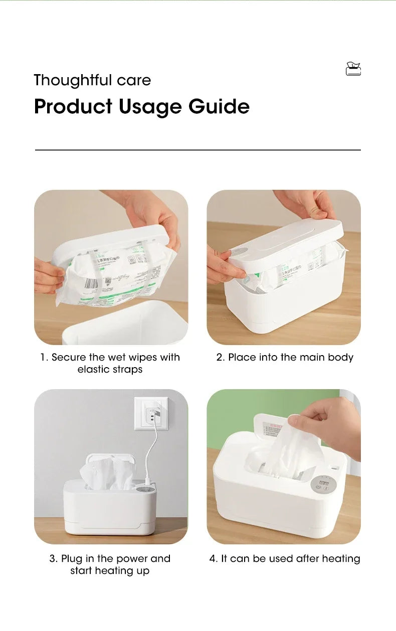 Baby Wipe Warmer with LED Display Portable USB Charge